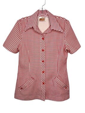 Vintage Koret Red + White casual Shirt/ blazer women’s size late 1970’s